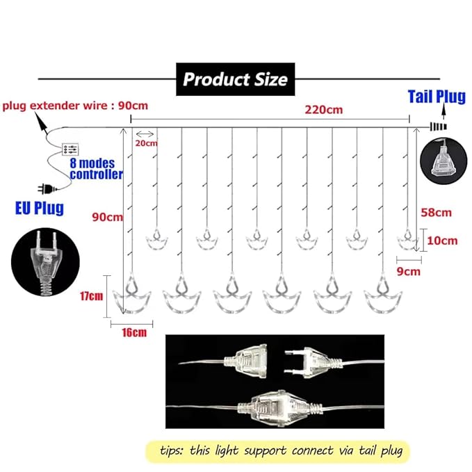 Diya Curtain Lights | Warm White LED | Diwali Decoration