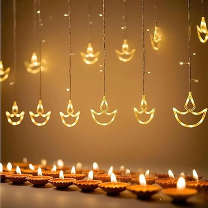 Diya Curtain Lights | Warm White LED | Diwali Decoration