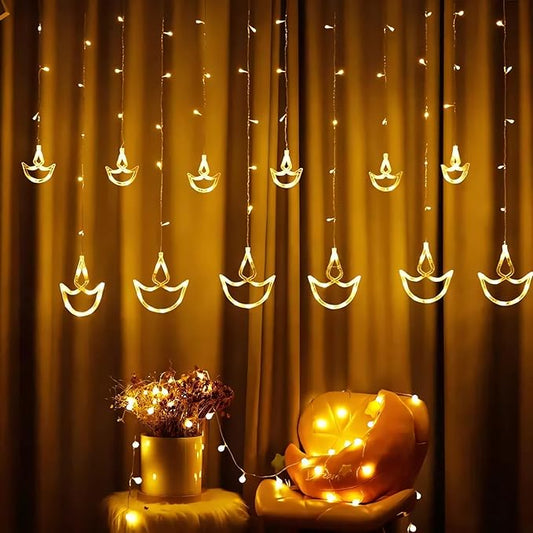 Diya Curtain Lights | Warm White LED | Diwali Decoration