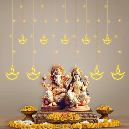 Diya Curtain Lights | Warm White LED | Diwali Decoration